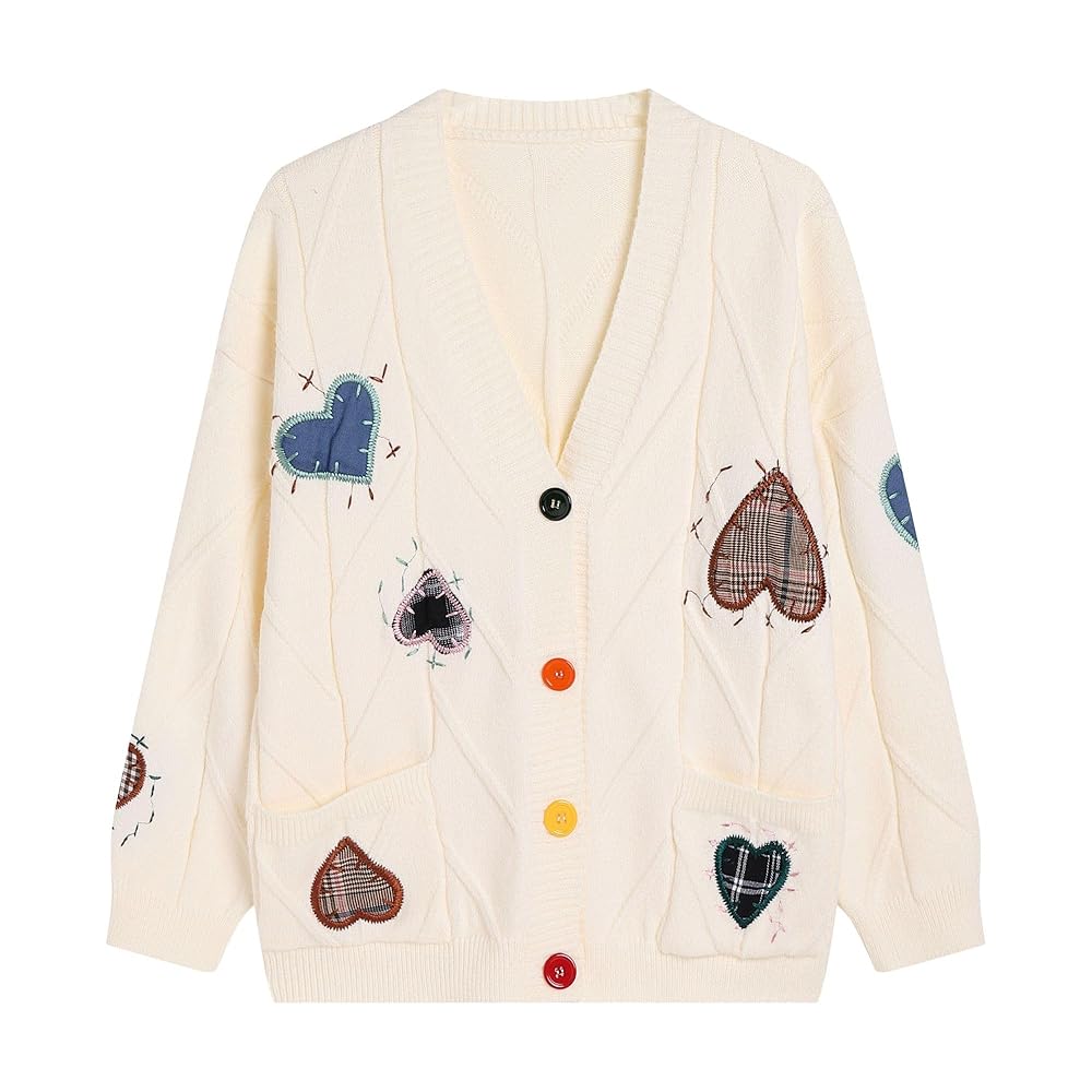 Xunger Women's Embroidered Cardigan Sweater Open Front